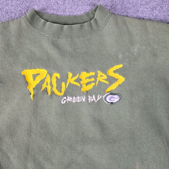 Vintage 90s Green Bay Packers Pro Player NFL Sweatshirt Crewneck Green Men’s M - Picture 2 of 11
